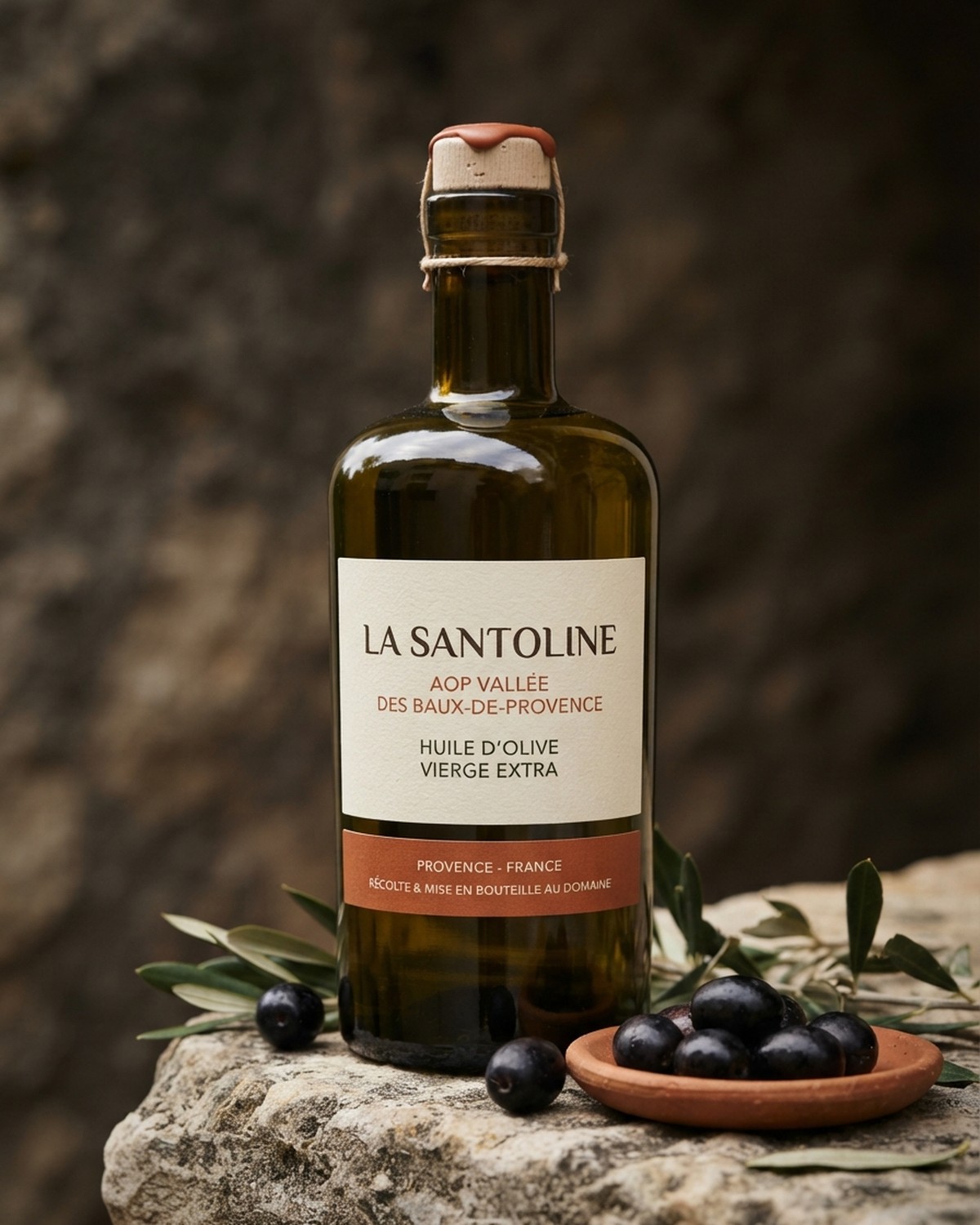 Bouteille d'huile d'olive Fruité Mûr (Noire) La Santoline